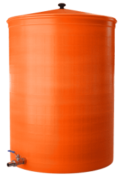 Бочка пластиковая садовая с краном 3/4" из латуни для дождевой воды и полива, 150л, терракотовый [352]