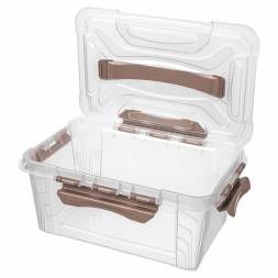 Ящик для хранения универсальный с замками и ручкой Grand box, 290x190x124мм, 4,2л, коричневый