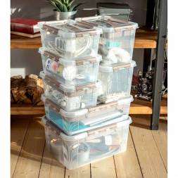 Ящик для хранения универсальный с замками и ручкой Grand box, 6,65л, коричневый