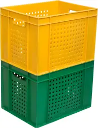 Ящик пластиковый перфорированный, 400x300x270 мм, 25 л, зеленый [303-1]