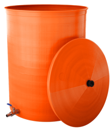 Бочка пластиковая садовая с краном 3/4" из латуни для дождевой воды и полива, 300л, терракотовый [353]