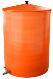 Бочка пластиковая садовая с краном 3/4" из латуни для дождевой воды и полива, 300л, терракотовый [353]