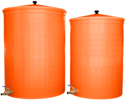 Бочка пластиковая садовая с краном 3/4" из латуни для дождевой воды и полива, 300л, терракотовый [353]