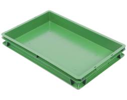 Ящик (лоток) пластиковый овощной сплошной, 600х400х75 мм, зеленый [600400075-00]