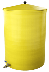 Бочка пластиковая садовая с краном 3/4" из латуни для дождевой воды и полива, 300л, желтый [373]