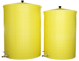 Бочка пластиковая садовая с краном 3/4" из латуни для дождевой воды и полива, 300л, желтый [373]