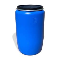 Бочка пластиковая с крышкой и металлическим обручем, 227 л, синий [22010006]