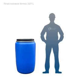 Бочка пластиковая с крышкой и металлическим обручем, 227 л, зеленый [22010007]