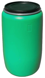 Бочка пластиковая с крышкой и металлическим обручем, 227 л, зеленый [22010007]