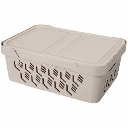 Ящик с крышкой универсальный Deluxe, 12л, светло-бежевый