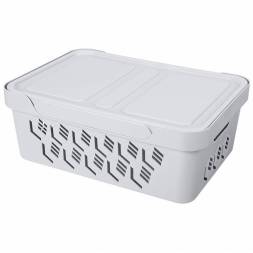 Ящик с крышкой универсальный Deluxe, 12л, светло-серый