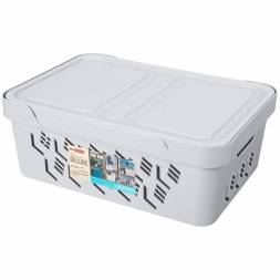 Ящик с крышкой универсальный Deluxe, 12л, светло-серый