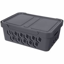 Ящик с крышкой универсальный Deluxe, 12л, серый