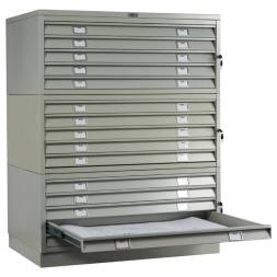 Шкаф металлический картотечный (картотека) для чертежей ПРАКТИК A1-15, А1, 15 ящиков, 1270x1010x691 мм
