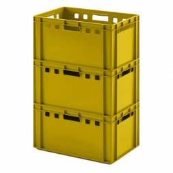 Ящик пластиковый для мяса Е3 (глубокой заморозки), 600х400х300 мм, желтый