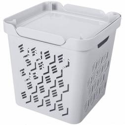 Ящик с крышкой универсальный Deluxe, 286x286x286 мм, 18л, светло-серый