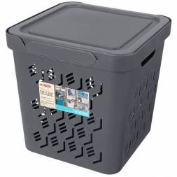 Ящик с крышкой универсальный Deluxe, 286x286x286 мм, 18л, серый