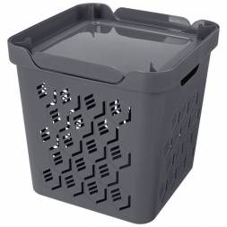 Ящик с крышкой универсальный Deluxe, 286x286x286 мм, 18л, серый