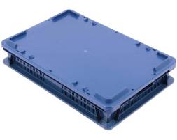 Ящик (евролоток) пластиковый штабелируемый, 600х400х100 мм, синий, перфорированный [600400100-0]