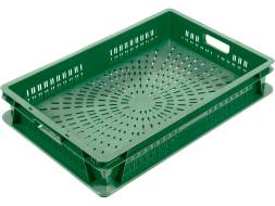 Ящик пластиковый для овощей с перфорированными стенками и дном, 600х400х100 мм, 20 л, зеленый [6410-02]
