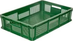 Ящик пластиковый перфорированный, 600x400x140 мм, 27 л, зеленый [705.01.03]