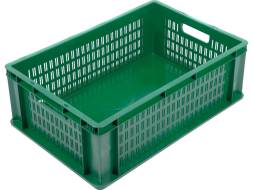 Ящик пластиковый для овощей с перфорированными стенками, 600х400х200 мм, 40 л, зеленый [6420-21]