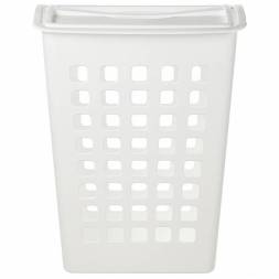 Корзина для белья с поворотной крышкой узкая, белая