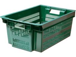 Ящик пластиковый с перфорированными стенками и дном, 600х400х250 мм, зеленый [125]
