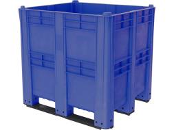 Крупногабаритный сплошной пластиковый контейнер на 3-х полозьях BoxPallet, 1300х1150х1250 мм, синий [10-140-ОА]