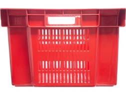 Ящик пластиковый с перфорированными стенками и дном, 600х400х250 мм, красный [125]
