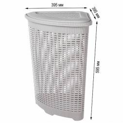 Корзина для белья угловая, 50л, светло-серый