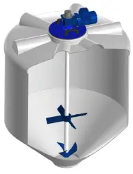 Емкость ФМ 1000 в обрешетке N с лопастной двухярусной Ж-Т мешалкой