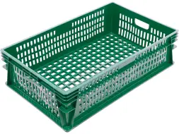 Ящик пластиковый перфорированный, 740x465x200 мм, 55 л, зеленый [404-200]
