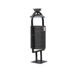 Урна металлическая уличная круглая с крышкой и пепельницей, 30 л