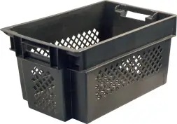 Ящик пластиковый c перфорированными стенками и дном, 600x400x300 мм, 50 л, черный [108]