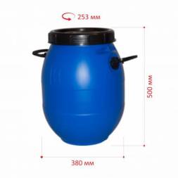 Бочка пластиковая с резьбовой крышкой и ручками, 40 л, синий [БП40.04/03]