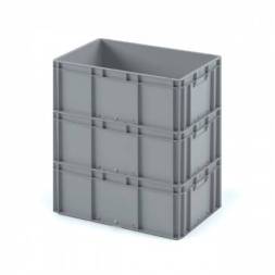 Евроконтейнер пластиковый с усиленным дном ЕС-6442, 600х400х420 мм, серый