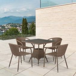 Комплект мебели из иск ротанга T197BT/Y137C-W56 Light brown (4+1)