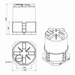 Емкость T 3000л синяя в обрешетке