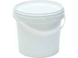 Ведро пластиковое круглое с белой крышкой, 1.1 л [4064]