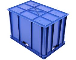 Ящик универсальный пластиковый сплошной, 600х400х410 мм, синий [600400410-00]