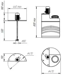 Емкость дозировочная 60 белая с пропеллерной пищевой мешалкой