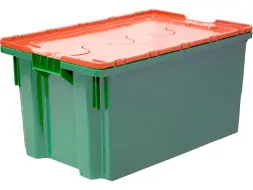Ящик пластиковый с крышкой сплошной, 600x400x315 мм, зеленый [601-1 SP ГД]