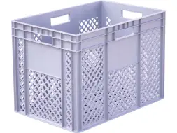 Ящик пластиковый перфорированный морозостойкий с ручками, 600х400х420 мм, серый [942.01.01.01 М]