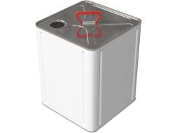 Канистра металлическая квадратная с пластиковой ручкой, 15 л, крышка-берикап 42мм, белый [3774]