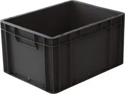 Евроконтейнер пластиковый сплошной ЕС 4322.2 R, 400х300х220 мм, 21 л, черный
