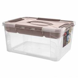 Ящик универсальный с замками и вставкой-органайзером Grand box, 15,3л, коричневый