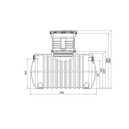 Автономная канализация Rostok Ground 4 с горловиной 600 мм и самотечным отведением, 1800л, черный [504.1500.899.002]