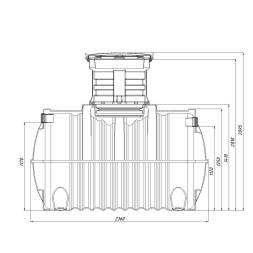 Автономная канализация Rostok Ground 6 с горловиной 600 мм и самотечным отведением, 2800л, черный [5042.2800.899.000]
