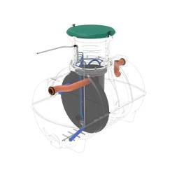 Автономная канализация Rostok Ground 6 с горловиной 1000 мм и принудительным отведением, 2800л, черный